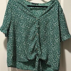 West Kei Green Tie Front Shirt